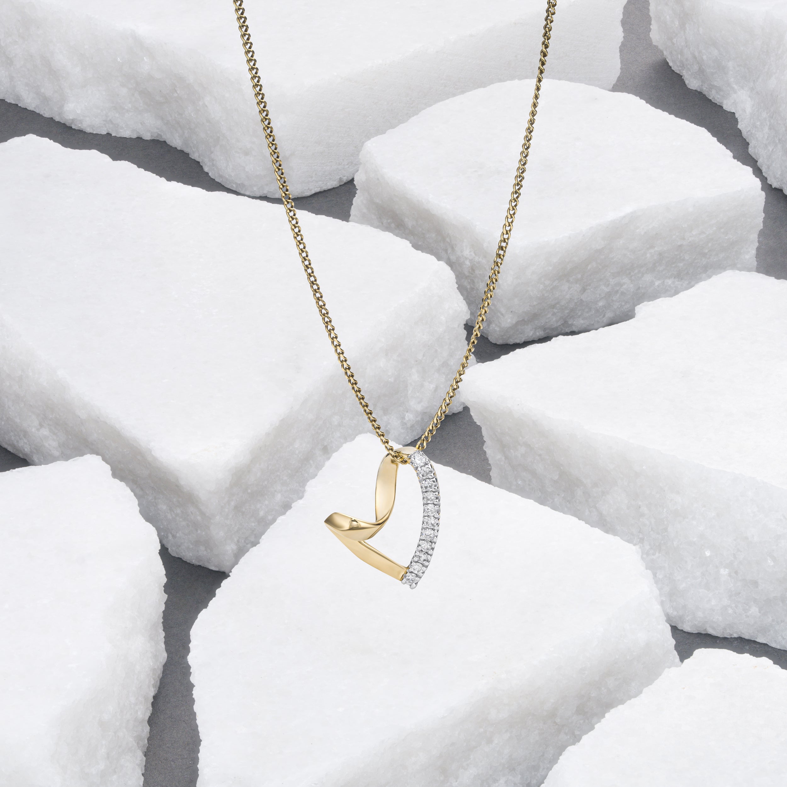 Lab Diamond Heart Necklace Pendant 0.10ct H/SI Set in 18K Gold Vermeil